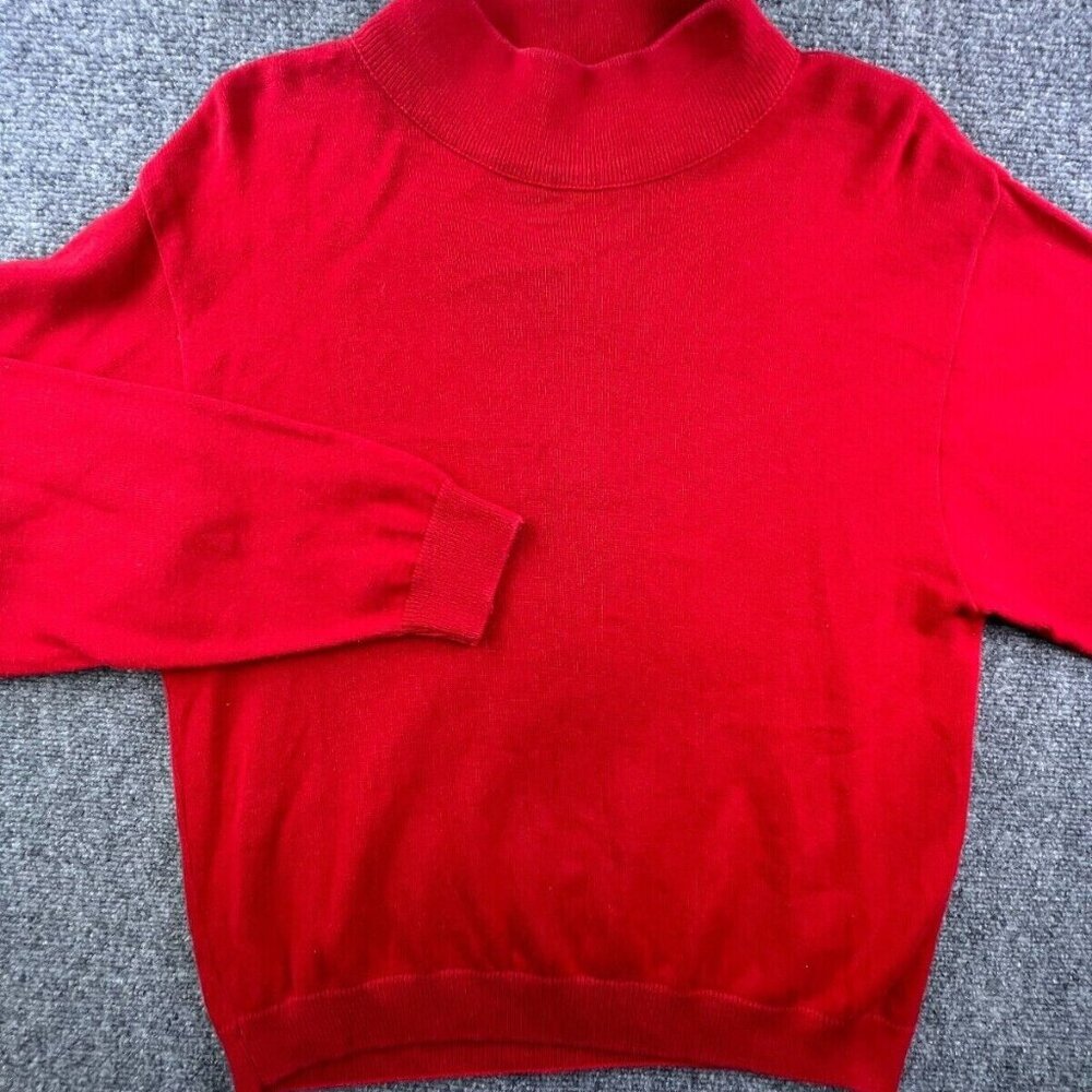 VTG Pendleton USA Red Sweater All Cotton Long Sleeve Turtleneck Warranted To Be